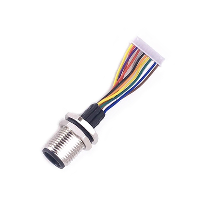 10pcs M12 12P Panel Mount Connector to  1.25mm Pitch 20CM AWG26 Wire Harness for the Signal and DC Power Shield