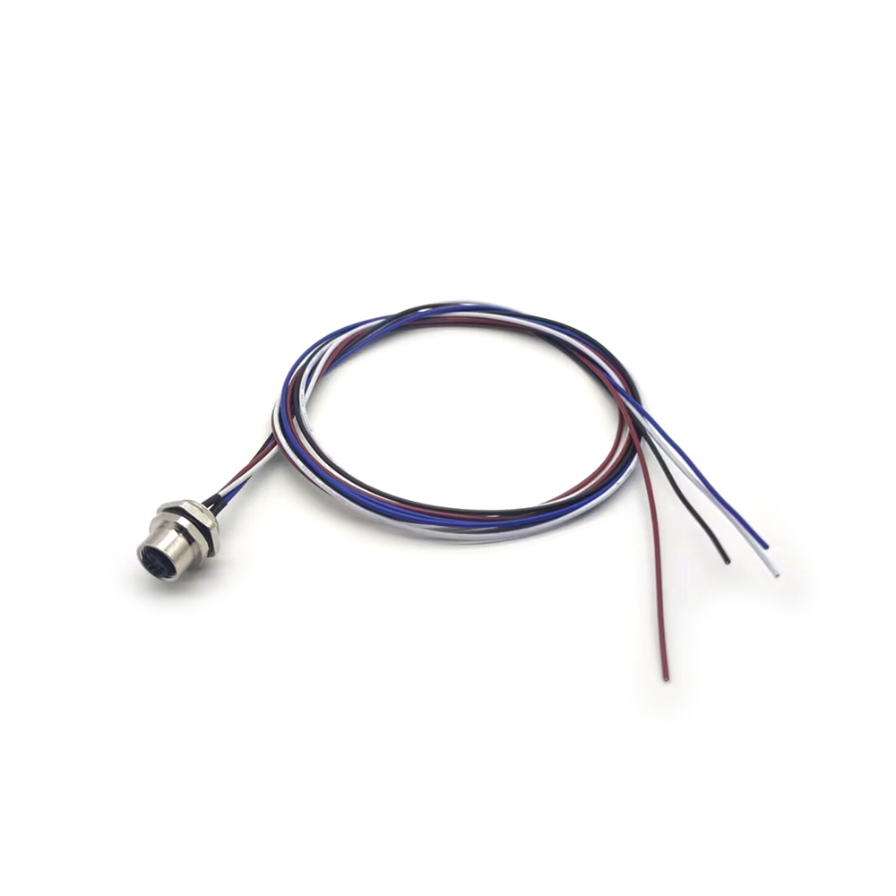 10pcs M12接头母4pin A-型板端后锁焊接带线型传感连接器PG9螺纹
