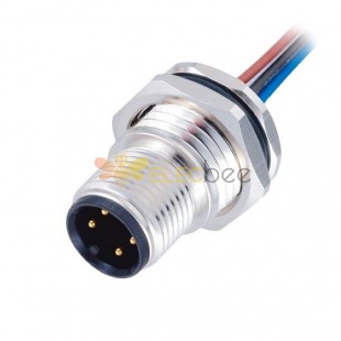 10pcs M12 Cable Gland A-Coding Male Panel Mount Concanoe Cable Assembly With 1M Electronic Wires