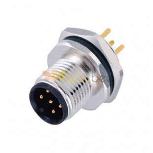 10pcs M12 5 PIn Male A Code Circular Connectors Rear Mounting M15 x 1 With PCB Contacts