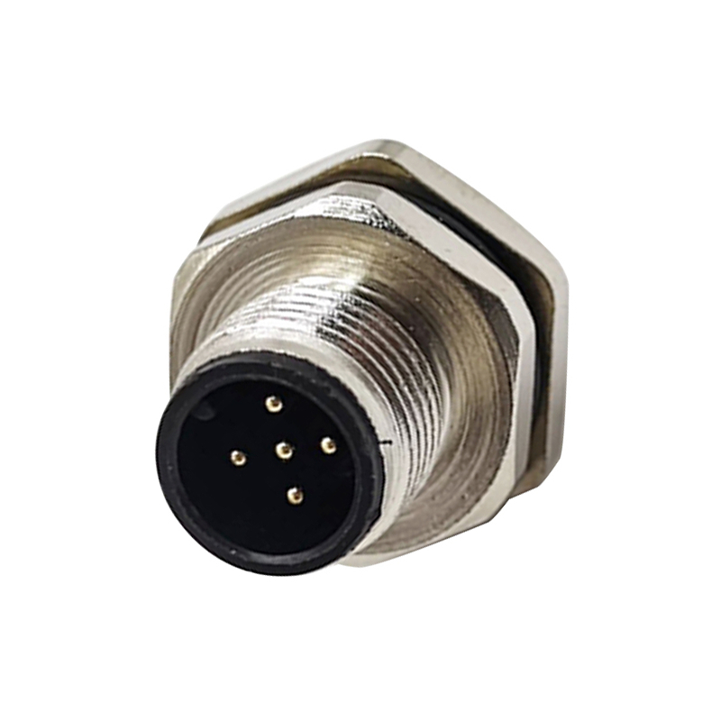 10pcs M12工业插座M12 5芯后锁板焊线式接线传感器防水连接器
