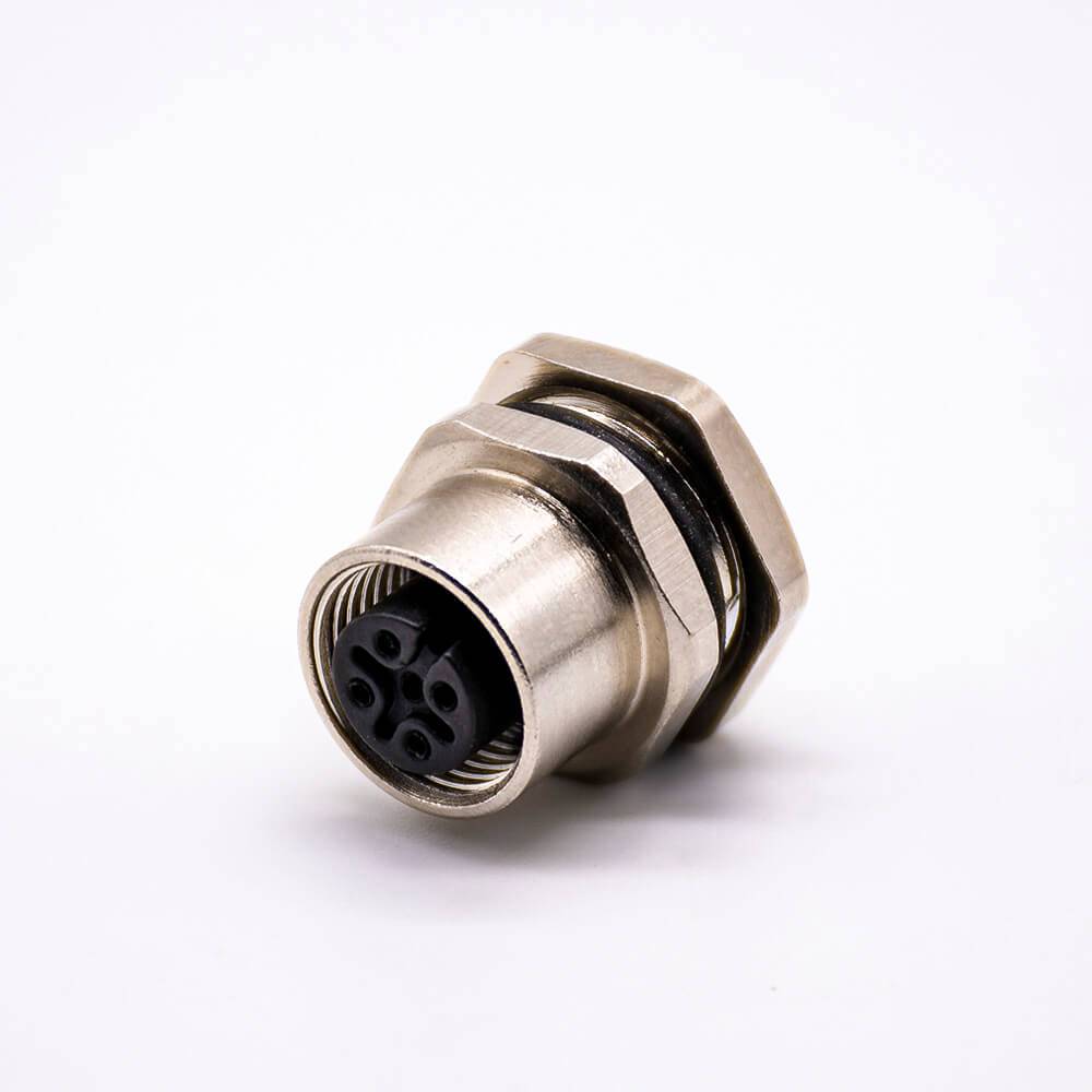 10pcs M12 4pin Female Connector Connector Back Mount Female Contacts With Soldering Pin
