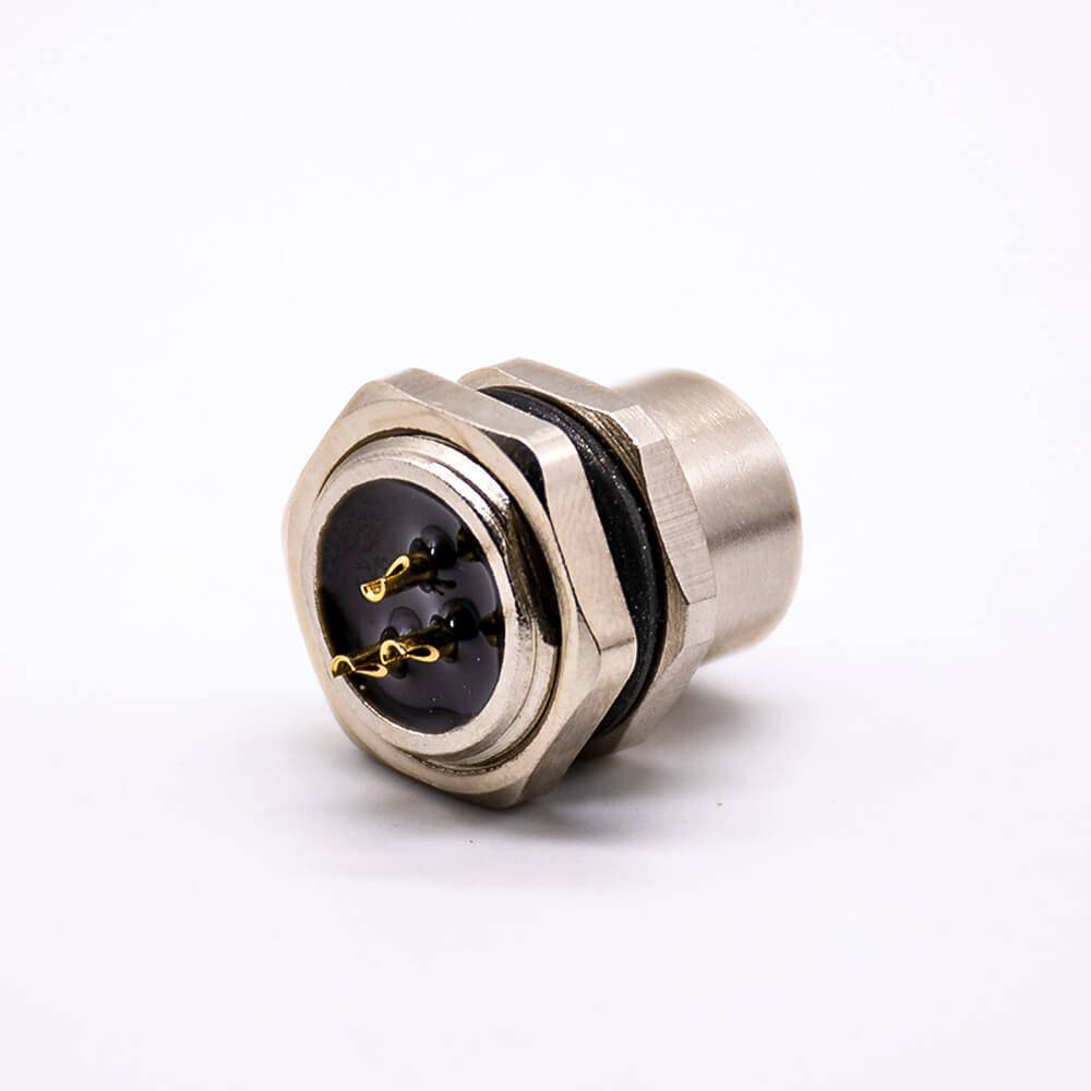 10pcs M12 4pin Female Connector Connector Back Mount Female Contacts With Soldering Pin