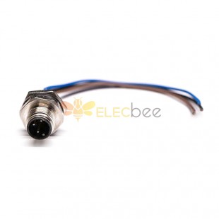 10pcs M12 Male Cable Bulkhead Mount Connector Male IP67 Waterproof Connector With Wires 30CM Length AWG22