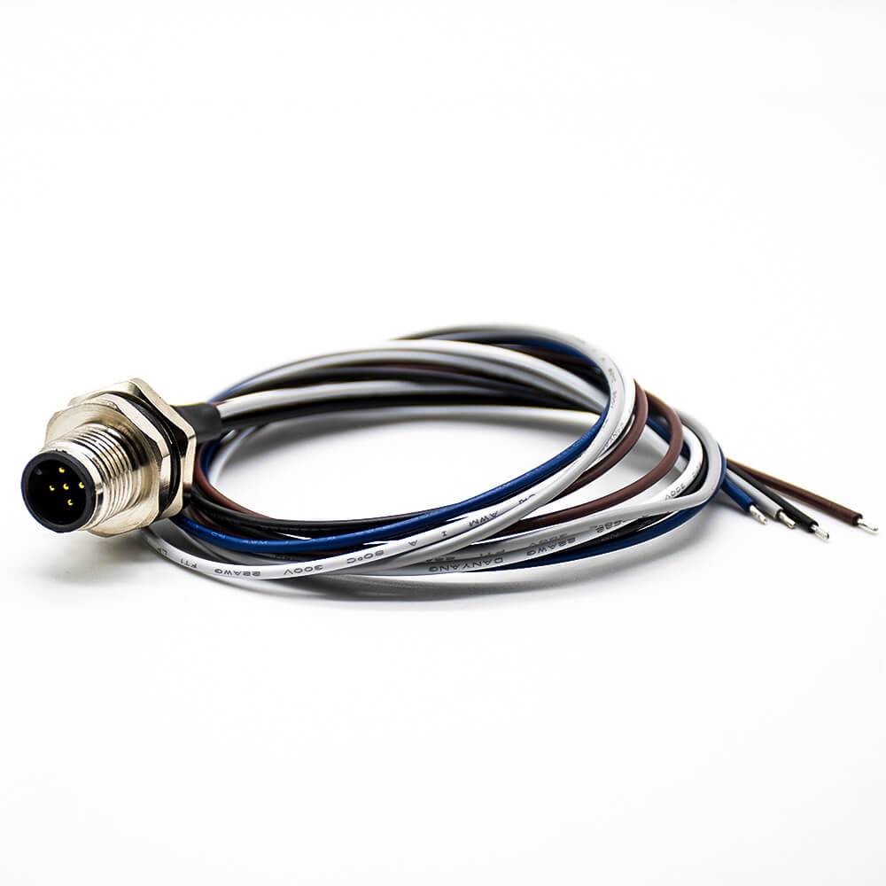 5 针 M12 连接器 A 编码直背安装电缆 0.2M 防水公插座