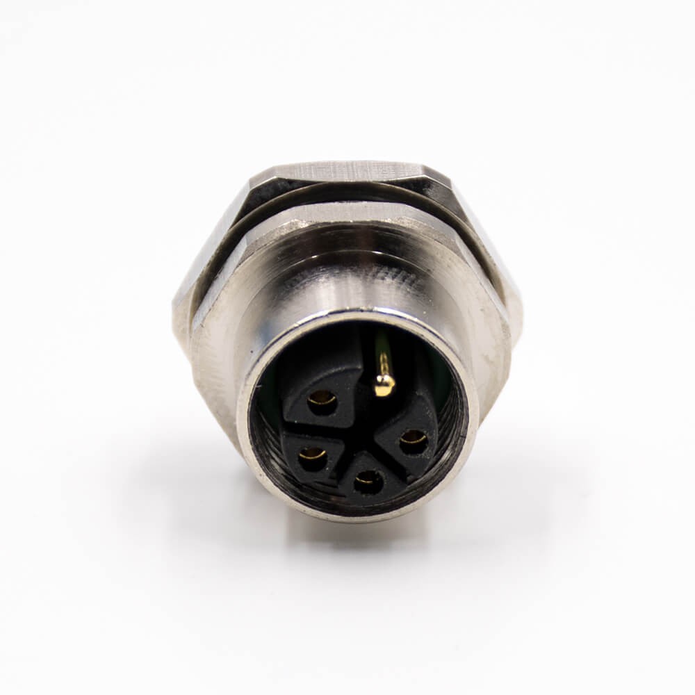 5 Pin M12 Connector Cable K-Coding Female Straight Waterproof Back Mount Panel Receptacles Cable Solder Type Shiled