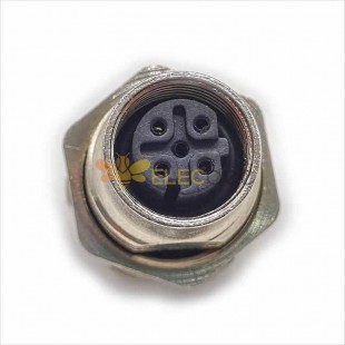 m12 connector 5 pin D code female straight front mount solder type connector