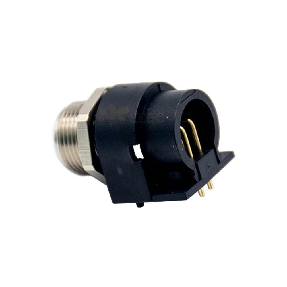 M12 Sensor Connector 4 Pin Female A Code Right Angled PCB Mount Socket 360° Full Shielding