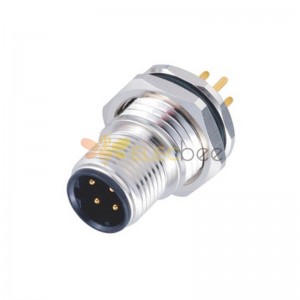 Circular Connector M12 Male D-Code 4Pin Waterproof Front Mount With PCB Contacts