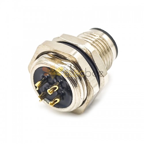 Konektör M12 4 Pin A Kodu Erkek Shiled Blukhead Su Geçirmez Panel Kablo için Receptacles