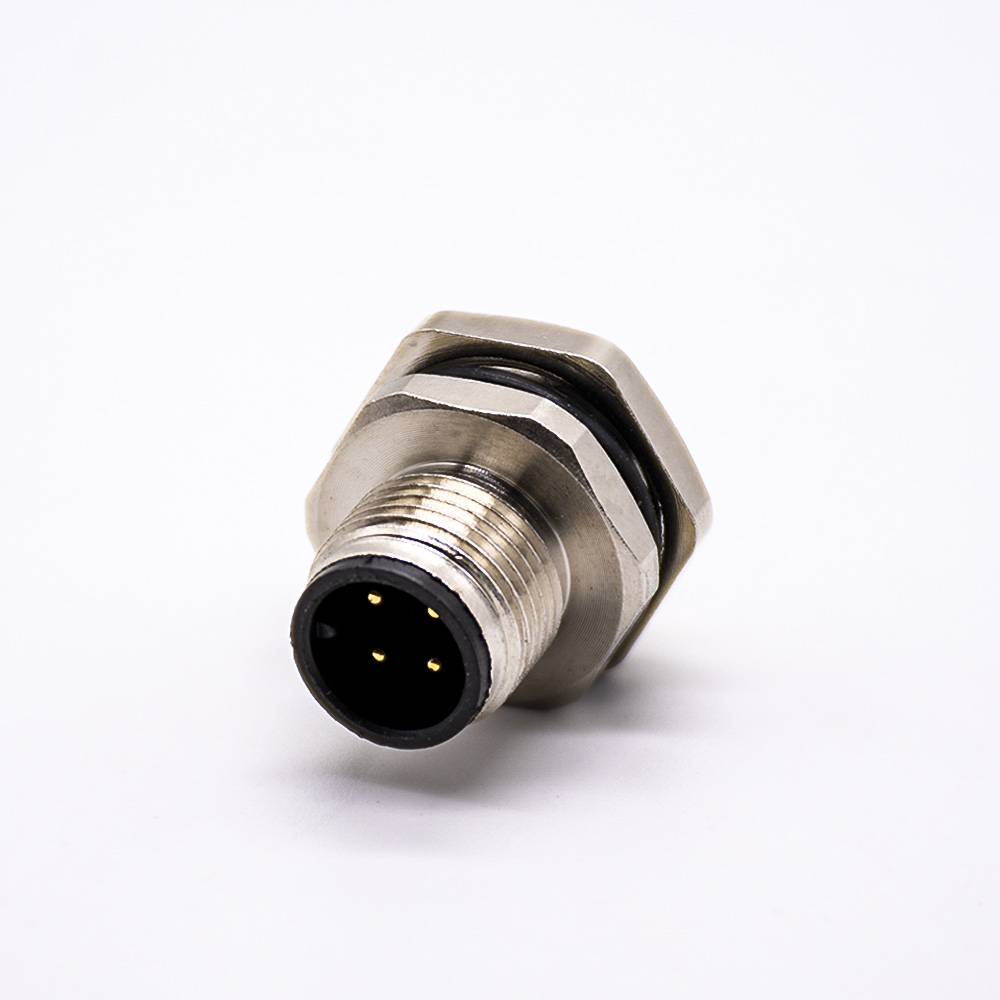 Connector M12 4 Pin A Code Male Shiled Blukhead Waterproof Panel Receptacles for Cable