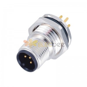 IP67 M12 Waterproof Connector 3Pin A Code Male Front Mount Waterproof M16x1.5 Mounting Thread
