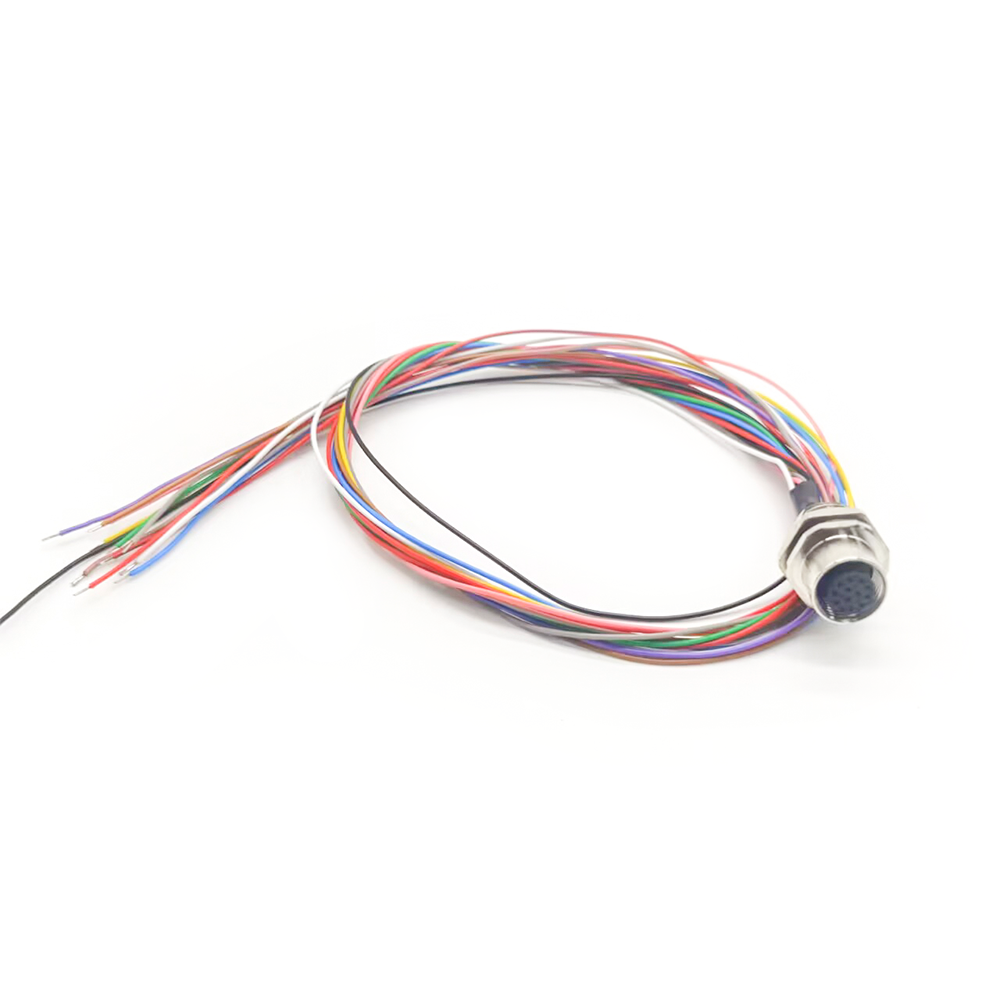 M12 12-Pin женский кабель Назад Маунт Soldering Тип с проводами 1M Код Shiled