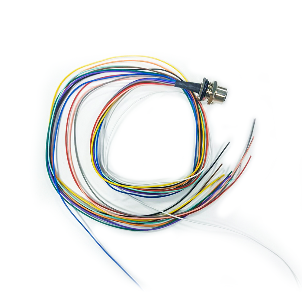 M12 12 Pin Connettore Femminile Connettore Anteriore Con Singolo Wire Harness 50CM AWG26 A Codice Shiled