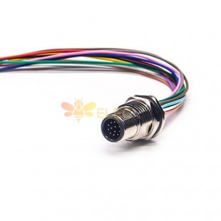 M12 12 Position Sensor Cables Actuator Cables 12Pin Male Panel Mount Socket With Wires AWG26 30CM