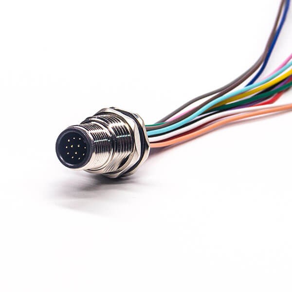 M12 12 Position Sensor Cables Actuator Cables 12Pin Male Panel Mount Socket With Wires AWG26 30CM