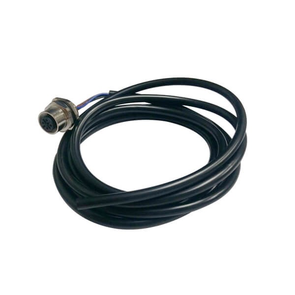 M12 4Pin Female Panel Mount With Wires 30CM AWG22 Length Straight Shiled A Code Waterproof