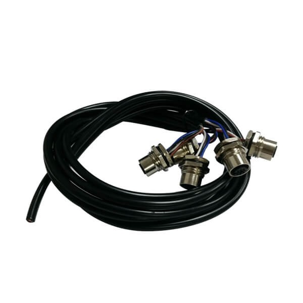 M12 4Pin Female Panel Mount With Wires 30CM AWG22 Length Straight Shiled A Code Waterproof