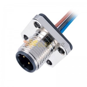 M12 4Pin Stecker Panel Mount Connector Power Single Wires 30CM AWG22 Straight Shiled D Code