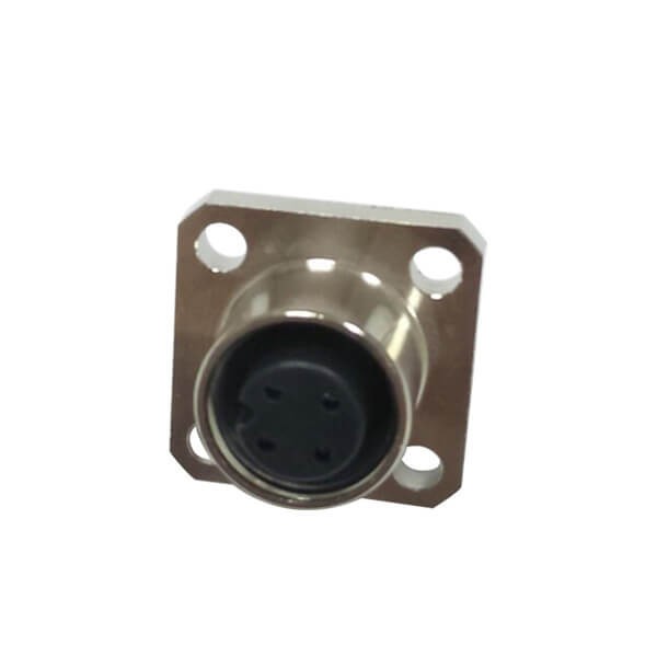 M12 4Pin Painel Monte 4 Buraco-Flange Feminino 180°Solder tipo A Code Shiled Connector
