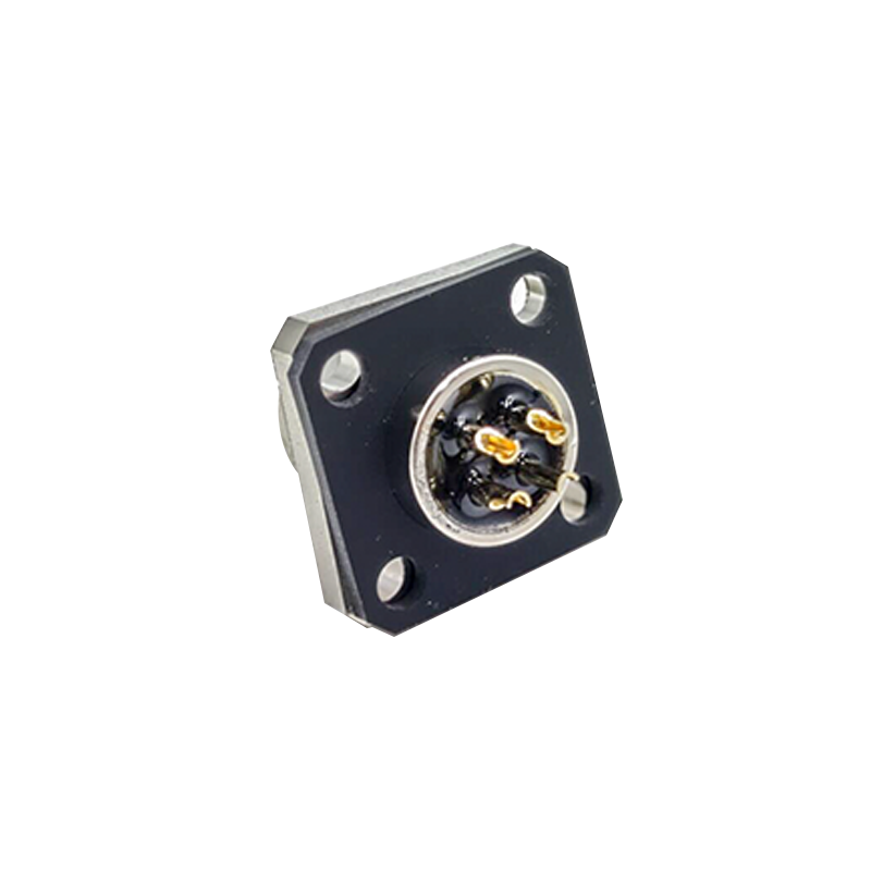 M12 4Pin Painel Monte 4 Buraco-Flange Feminino 180°Solder tipo A Code Shiled Connector
