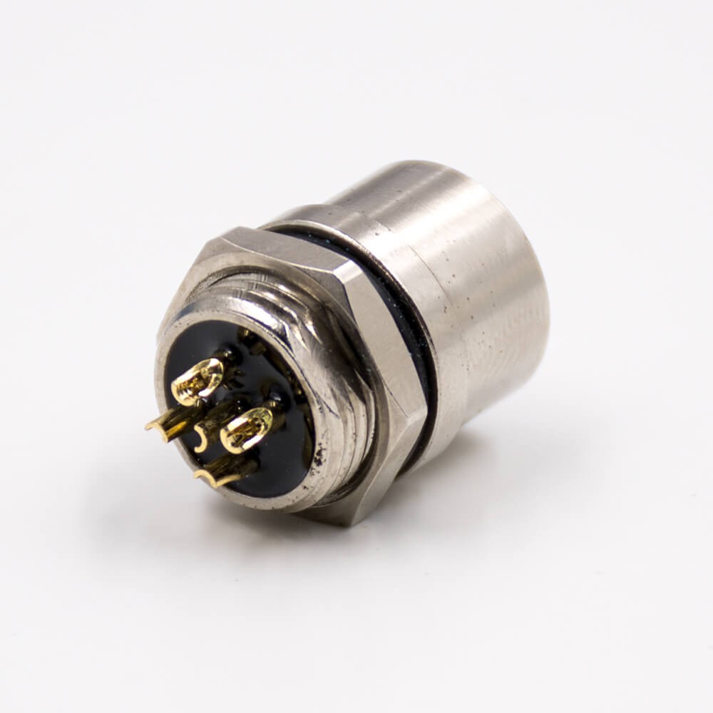 M12 5 Pin B Coded Female Straight Waterproof Rear Bulkhead Panel Receptacles Cable Solder Type Shiled