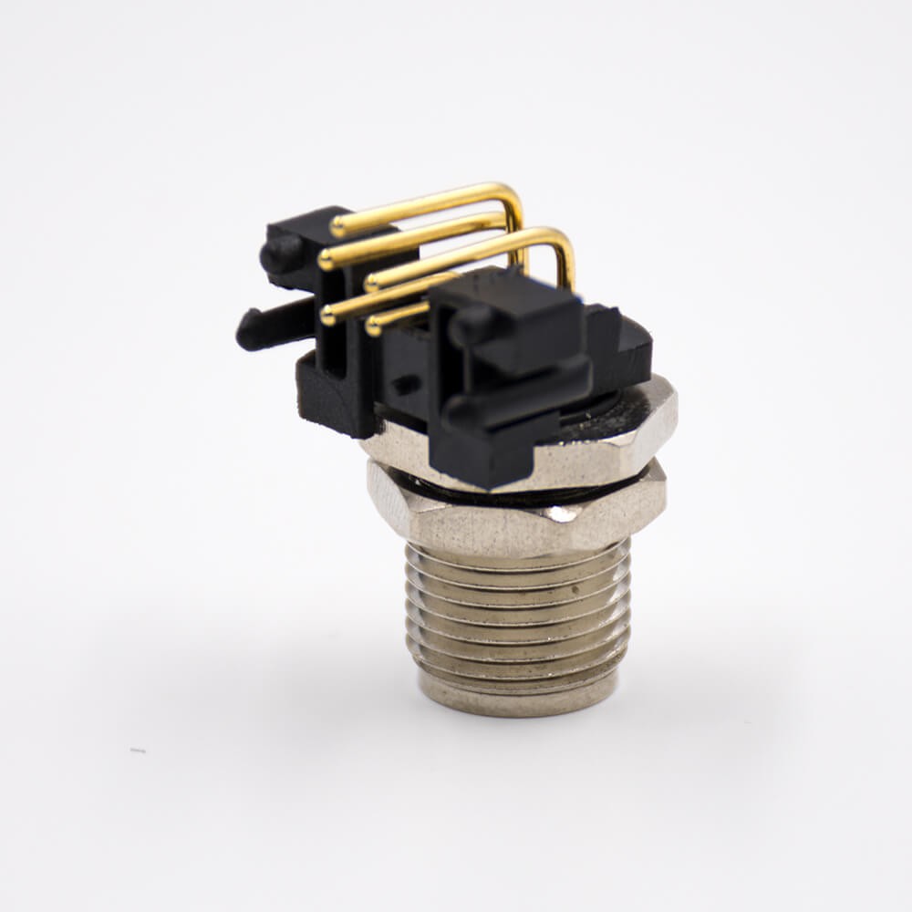 M12 5 Pin Connector Panel Receptacles Waterproof Unshiled A Coded 90°Male Through Hole