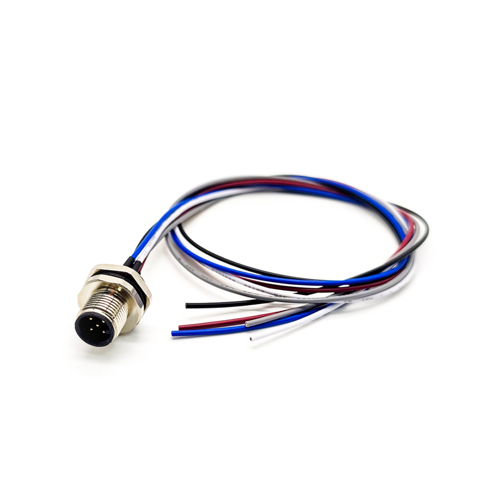 M12 5-Pin Male Plug With 50CM AWG22 Wires For Sensors and Actuators A Code Shiled