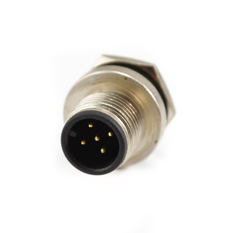M12 5 Pole Panel Mount Connector A Code Socket Male shiled Contacts With Solder waterproof