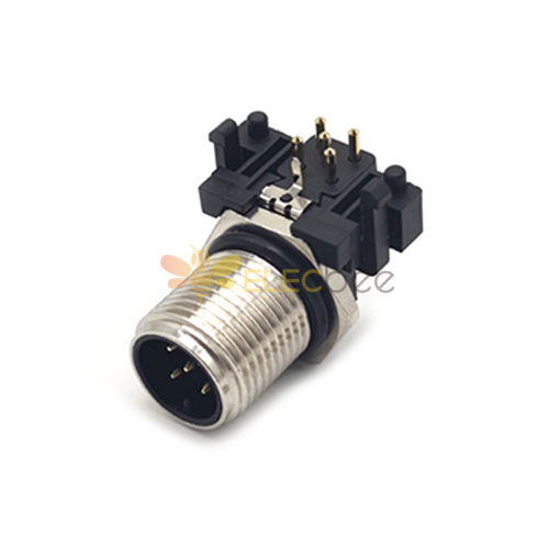 M12 5Pin Male A Code Connector Right Angled for PCB Contacts Panel Mount Receptacle Shieded 