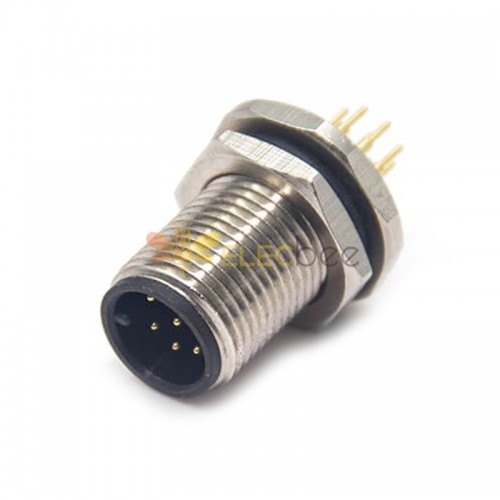 M12 8 Pin Connector Female PCB Mount A Code Front Blukhead Socket Waterproof