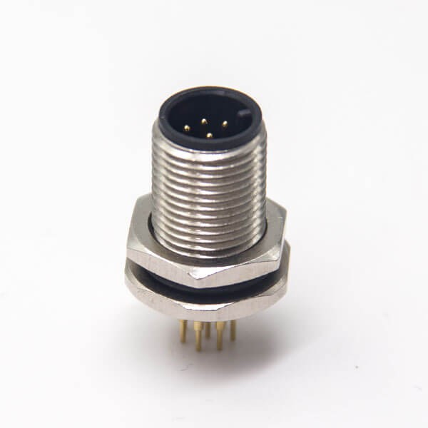 M12 8 Pin Connector Female PCB Mount A Code Front Blukhead Socket Waterproof