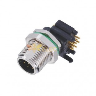 M12 8-Pin Male Receptacles A Code Right-Angled PCB Contacts Waterproof