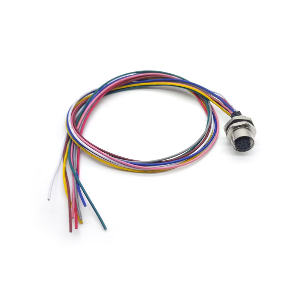 M12 8 Pole Painel Feminino Montagem Conector Com 50CM Comprimento Single Wires Um Código