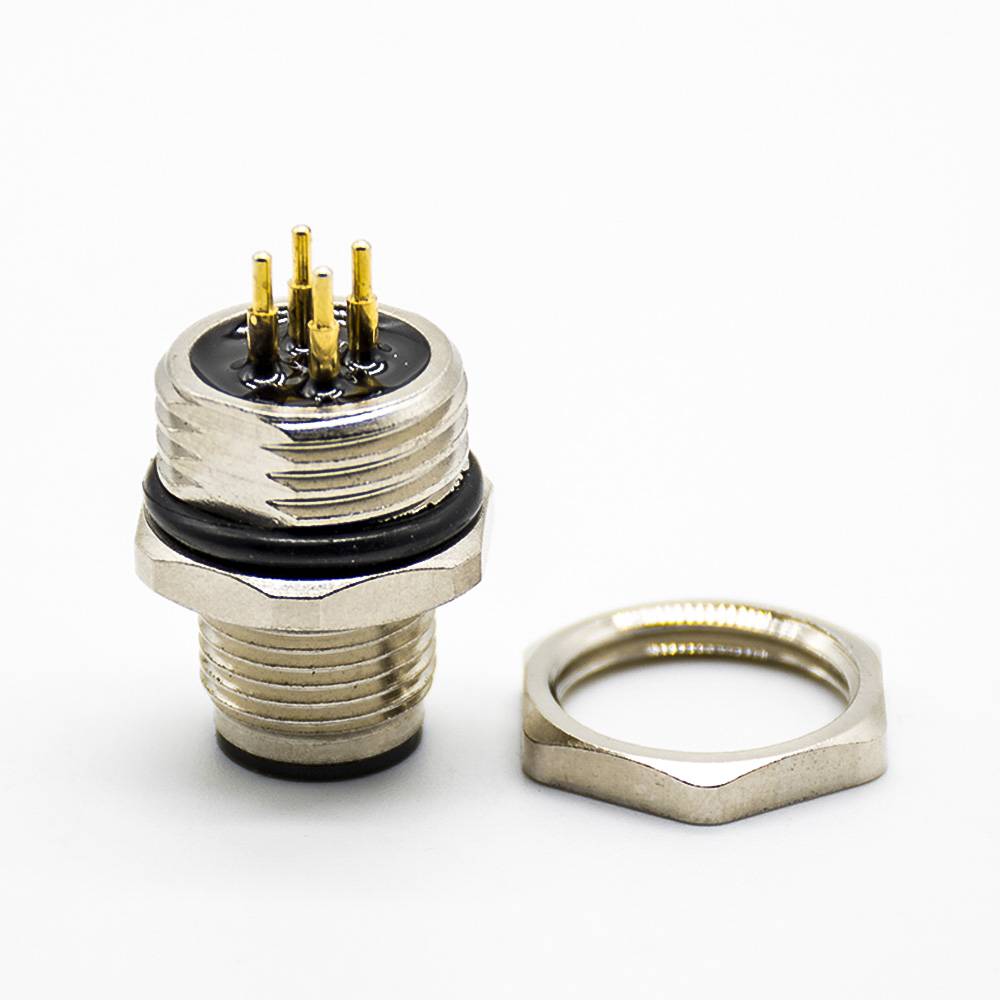 Connettore circolare impermeabile con montaggio posteriore a 180° per PCB maschio M12 a 8 pin con codifica A