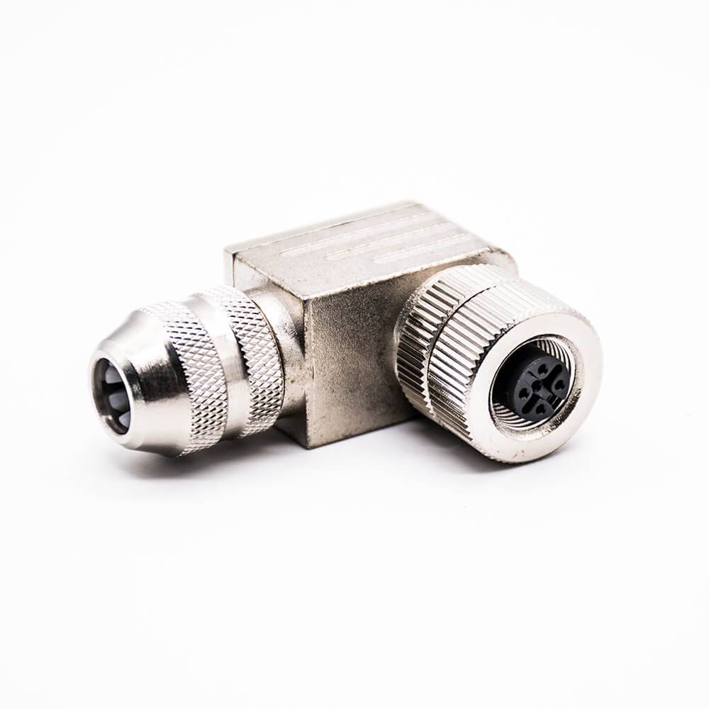 M12 A Coded Female Connector 5pin Right Angle Screw-Joint Shield Metal Assembled Plug