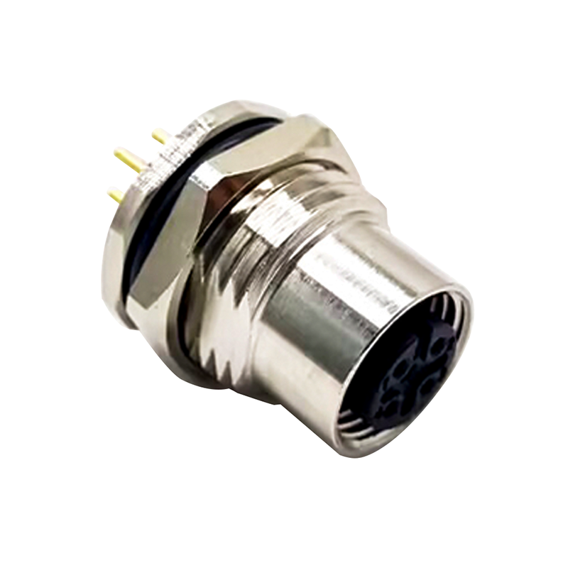 M12 Blukhead Connector Female Socket 5 Pin A Code for PCB Mount مقاوم للماء M16X1.5
