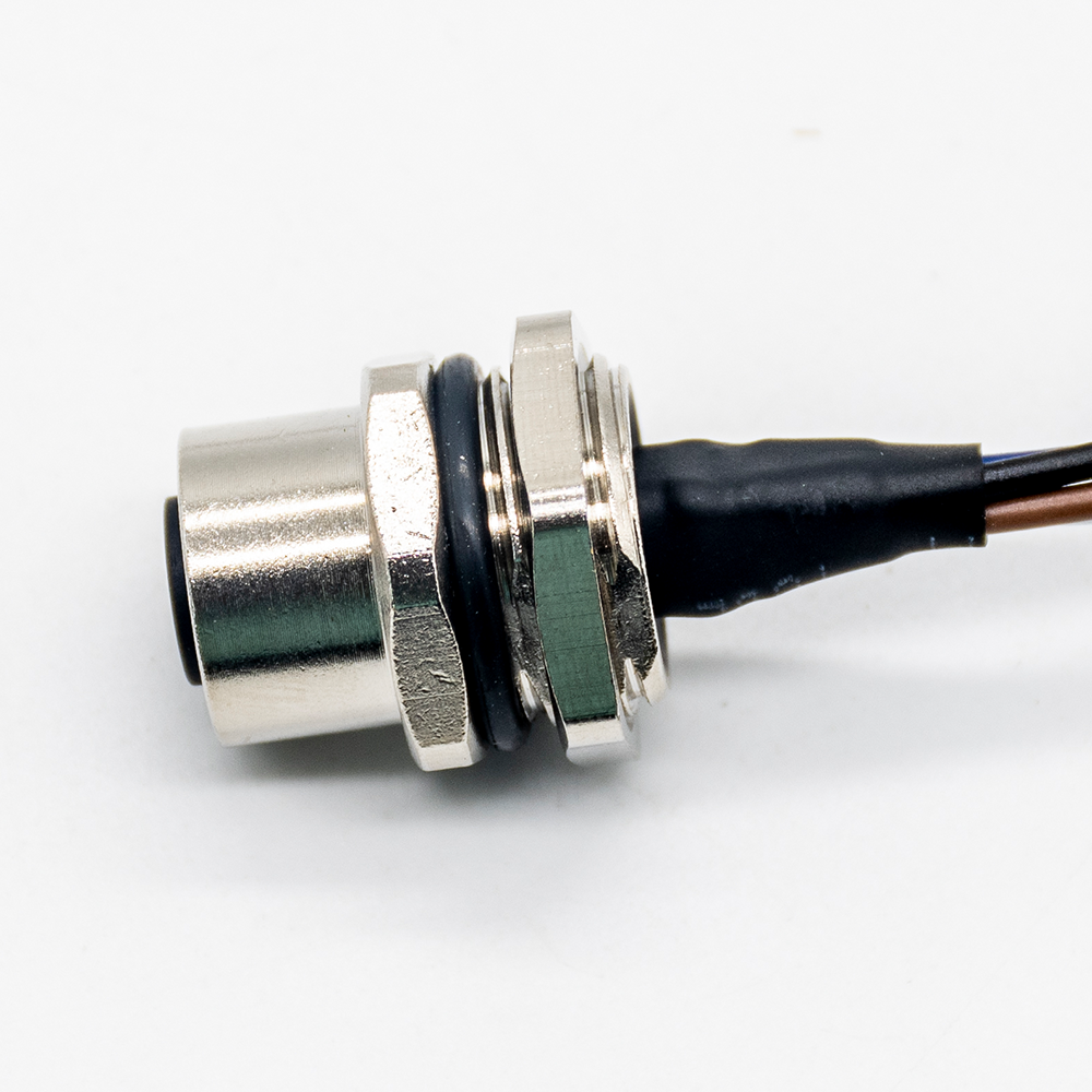 10pcs M12接頭母4pin A-型板端后鎖焊接帶線型傳感連接器