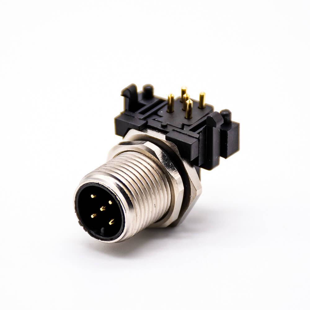 M12 커넥터 5 핀 남성 패널 리셉터클 직각 소켓 PCB 마운트