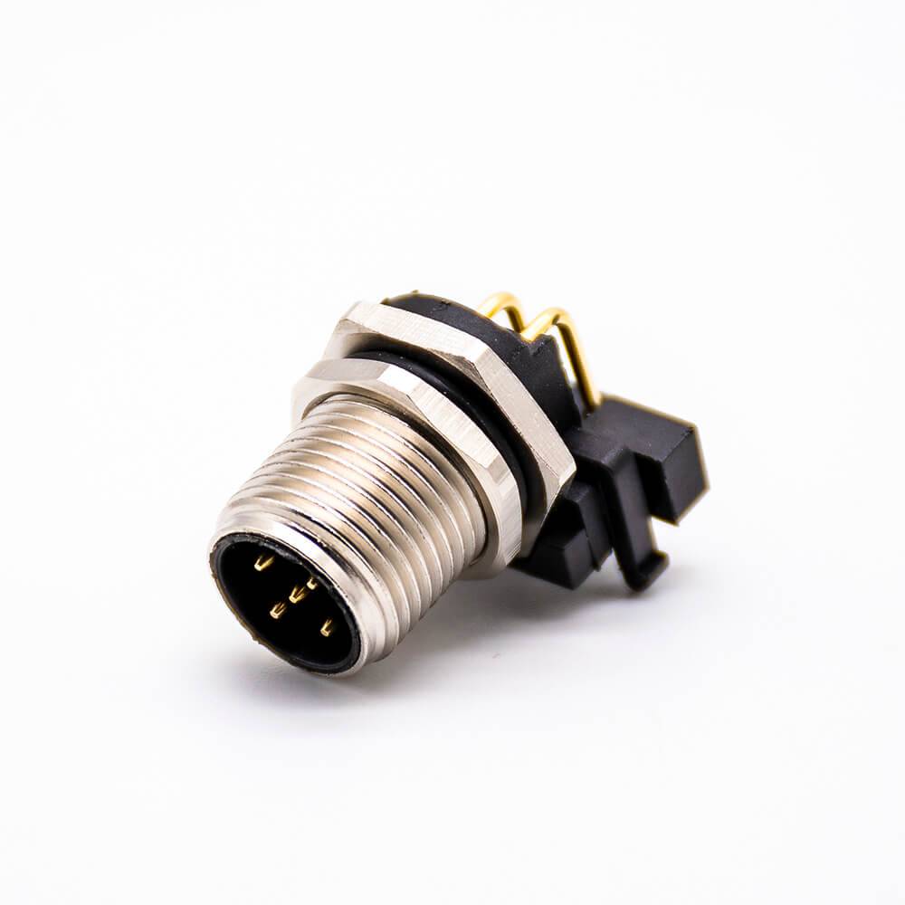 M12 Conector 5 Pin Painel Masculino Receptacle Right Angle Socket PCB Montagem