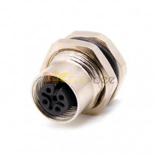 M12 Connector A code 3pin Female Front Mount Straight Solder Type for Cable