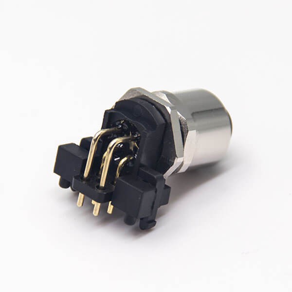 M12 Connector 4Pin A Coded Right Angle Through Hole Female Socket PCB Mount Waterproof Unshiled