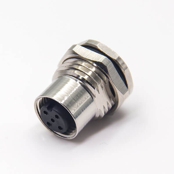 M12 Connector Standard 5 Pin A Code Shiled Female Socket Soud Cup Waterproof Panel Mount