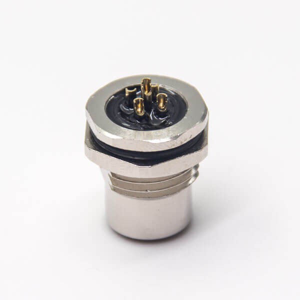 M12 Connector Standard 5 Pin Un Codice Shiled Female Socket Solder Cup Waterproof Panel Montaggio