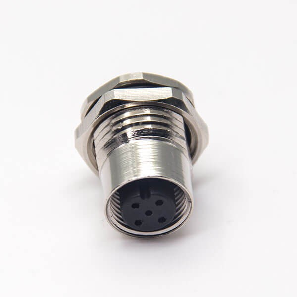 M12 Connector Standard 5 Pin A Code Shiled Female Socket Soud Cup Waterproof Panel Mount