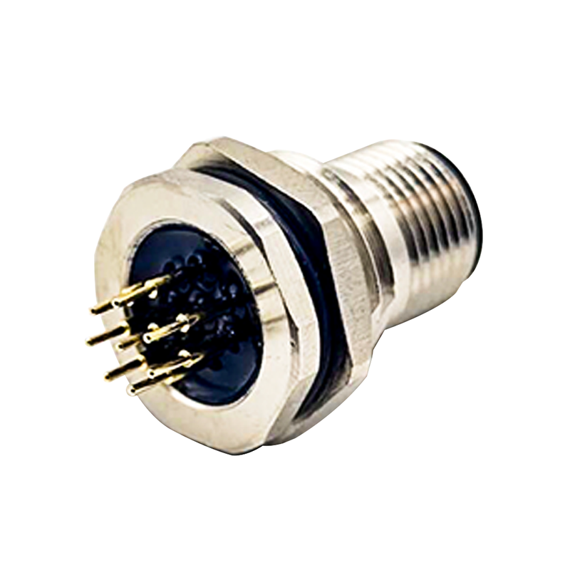 M12 Ethernet Bulkhead Connector 8 Pin A Code Straight Waterproof Through Hole Unshielded