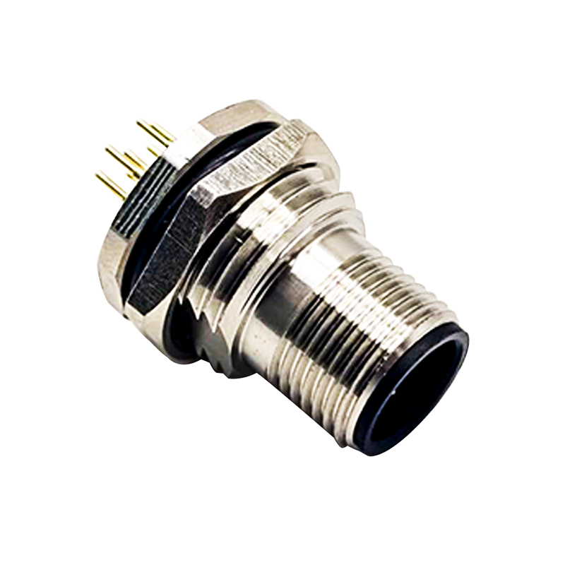 M12 Ethernet Bulkhead Connector 8 Pin A Code Straight Waterproof Through Hole Unshielded