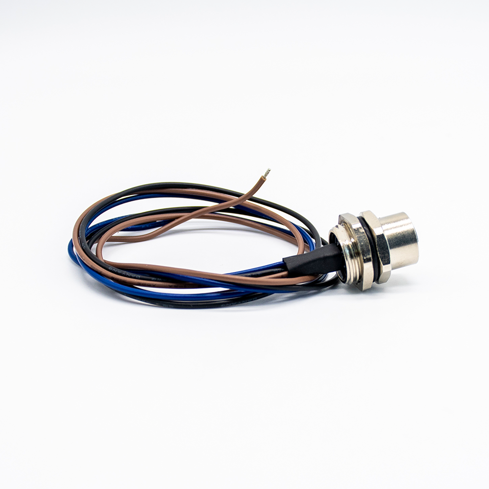 M12 母連接器帶電纜 0.2M A 編碼後裝接線防水 3Pin 直式插座