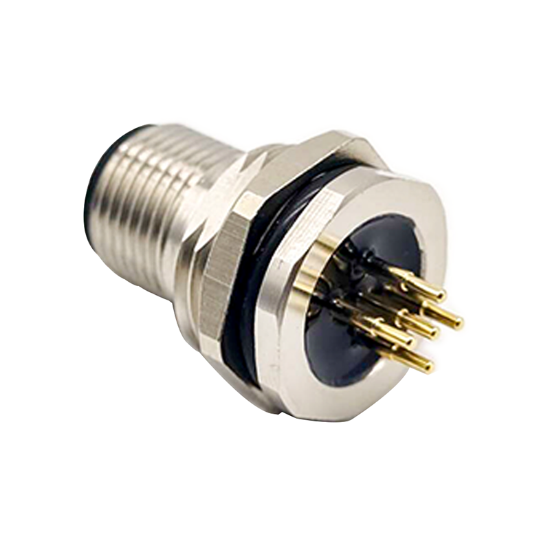 M12 Flush-type 5Pin Male Front Mount Connector With PCB Contacts Waterproof M16X1.5
