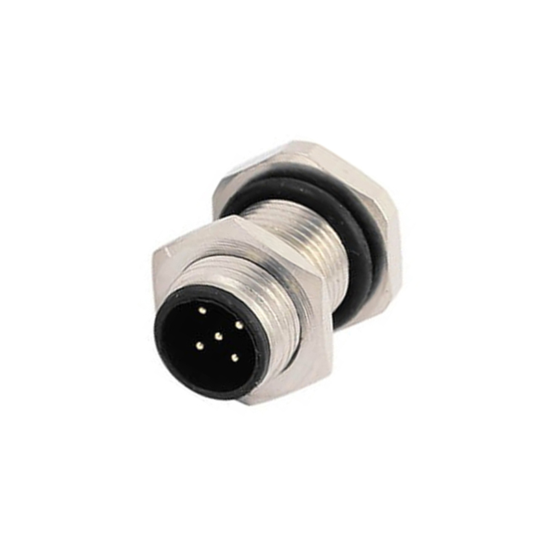 M12 Male Panel Mount Connector 5PIN B Code Solder Type Front Fastened 10PCS